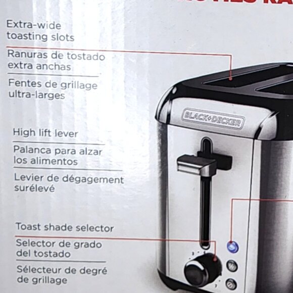 BLACK+DECKER Toaster -Rapid Toast- 2-Slice- Stainless Steel-NEW IN BOX - Picture 7 of 11